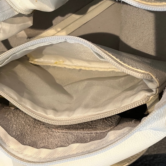 Joy Mangano Clothes It All White Textured Leather Top Handle zip Closure Purse - Picture 7 of 16